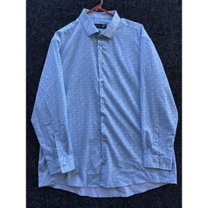 J Ferrar Mens XL PolyCotton Slim‎ Stretch Floral Long Sleeve Button Up Shirt